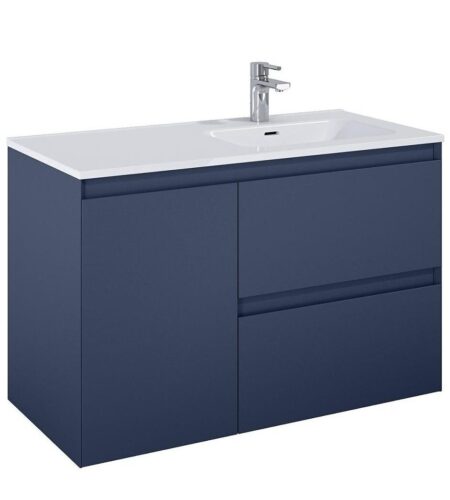 ALMA Badmøbel inkl. Vasketøjskurv, 100×46, Højre eller Venstre, Marineblå