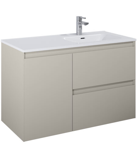 ALMA Badmøbel inkl. Vasketøjskurv, 100×46, Højre eller Venstre, Røgfarve