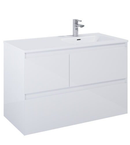 ALMA Badmøbel 100×46, Højre eller Venstre, Hvid Blank