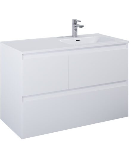ALMA Badmøbel 100×46, Højre eller Venstre, Hvid Mat