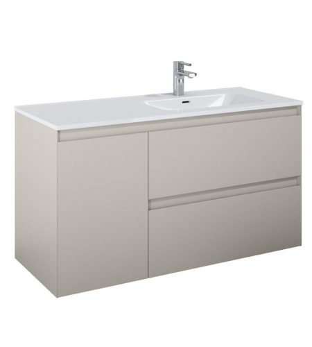 ALMA Badmøbel inkl. Vasketøjskurv, 120×46, Højre eller Venstre, Røgfarve