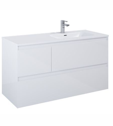 ALMA Badmøbel 120×46, Højre eller Venstre, Hvid Blank